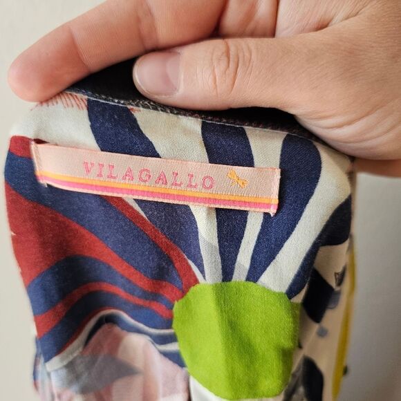 Vilagallo Multi Color Floral Long Sleeve Button Down Shirt - Picture 3 of 6